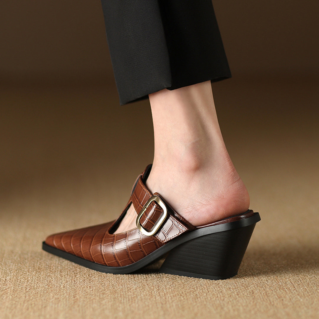SIERRA CROC LEATHER MULES