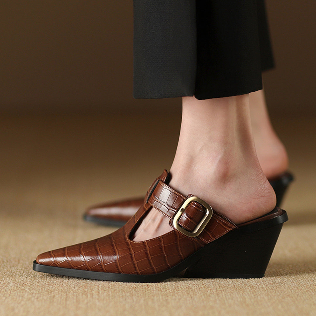 SIERRA CROC LEATHER MULES