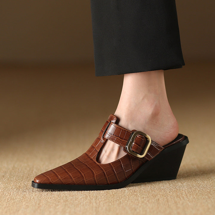 SIERRA CROC LEATHER MULES