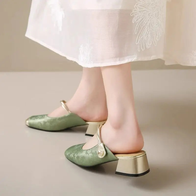 ISADORA PEARL STRAP MULES