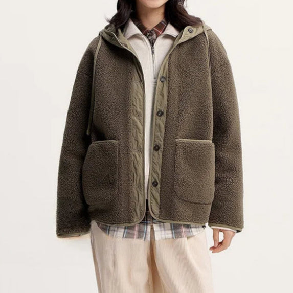 FAUX SHEARLING LAMB FUR JACKET