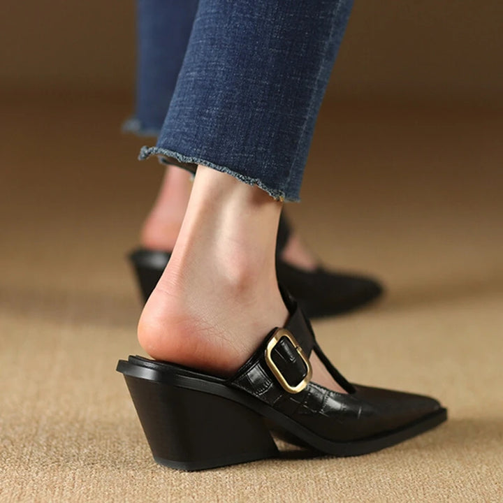 SIERRA CROC LEATHER MULES