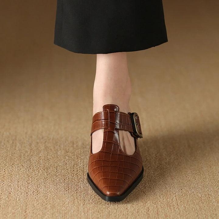 SIERRA CROC LEATHER MULES