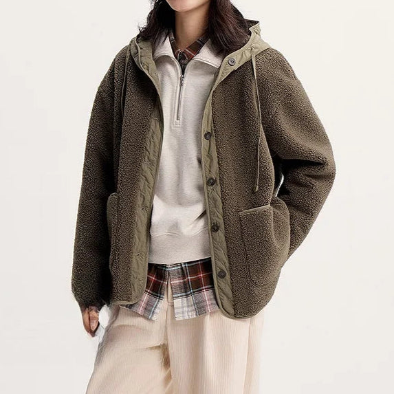 FAUX SHEARLING LAMB FUR JACKET