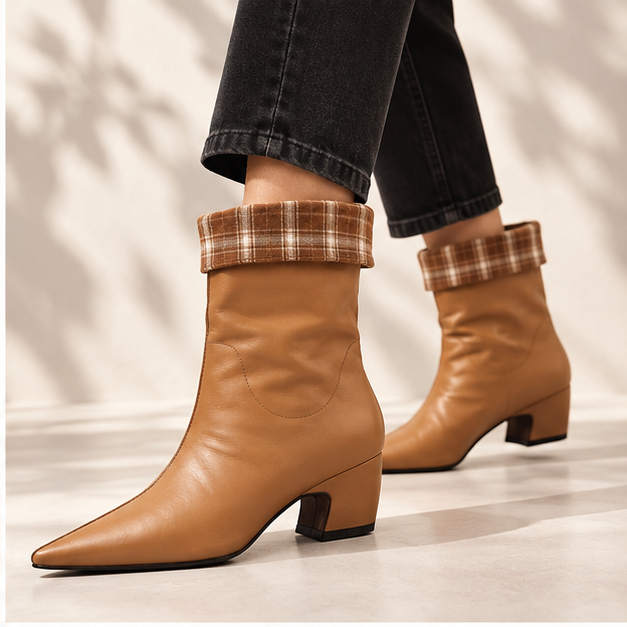 AVERY PLAID CUFF BOOTS