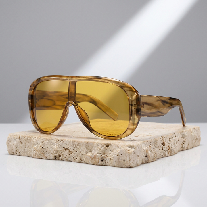 Margaux Sunglasses - Amber on stone block